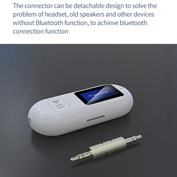 2-В-1 Bluetooth 5.0 Безжичен приемник-предавател 3.5 мм Aux Аудиоадаптер TF MP3-плеър, микрофон за телевизори, автомобилен говорител