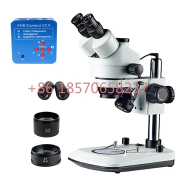 3,5 X-180X Тринокулярный стереомикроскоп с led околовръстен осветление Печатна платка Прецизна леща от матово стъкло Лекота на работа, Микроскоп