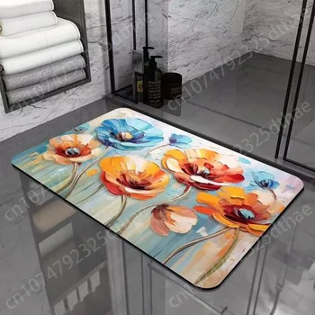 3D Цветна Водоустойчива подложка за пода, Суперпоглощающий килим, Нескользящие постелки за баня, начало декор, Кухня, Спалня, подложка за вход от диатомовой кал