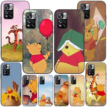 Cartoony Калъф Winnie Pooh Bear Tigger за Xiaomi Redmi 10 9C 9 Prime 10В 9A 9i 9T 10X 4G 10A K40 Pro, Черен Мек Калъф за телефон от TPU