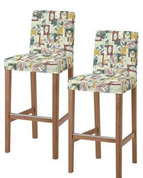 Абстрактна геометрия от пера с висока облегалка, 2 бр., калъфи за столове за кухня, еластичен калъф за бар стол за сядане, седалките в трапезарията