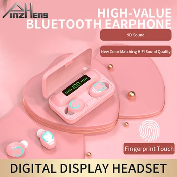Безжични слушалки PINZHENG TWS Bluetooth С Шумопотискане, Спортни Водоустойчиви слушалки с дисплей хранене, 9D Безжични Стерео слушалки