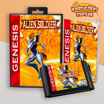 за игра на карти Alien Soldier US cover 16bit MD с търговия на дребно предавателна кутия с ръководство за потребителя (1 комплект) за конзоли Sega Genesis Megadrive
