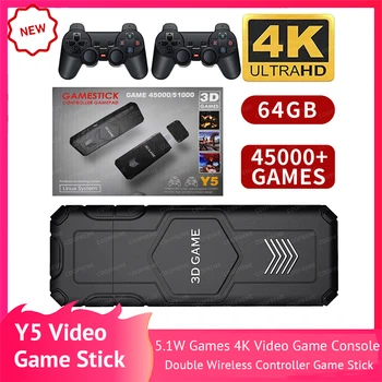 Игрова конзола Y5 64G 2,4 G Двоен безжичен контролер Детска нож 4K 50000 + Игри 64GB M8 Ретро игри Директен доставка