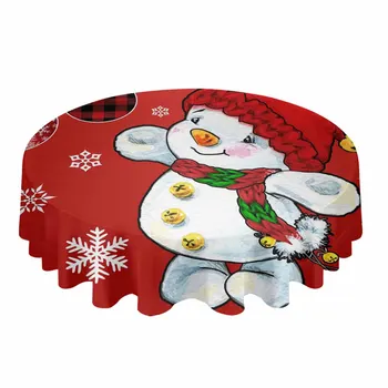 Коледен Снежен човек, Снежинки, Кръгла Покривка, Водоустойчив Капак за масата за Сватбеното парти, Празнична Покривка за масата за хранене