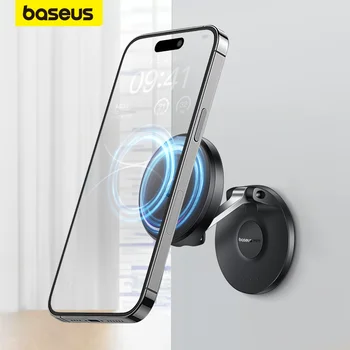 Магнитна поставка за телефон Baseus, монтиран на стената на притежателя на магнитното суче за iPhone 15 14 Pro Max, Регулируема поддръжка на мобилни устройства, Сгъваема поставка Macsafe