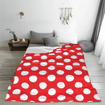 Меко фланелевое одеяло в червено и бяло грах за разтегателни дивана, топло одеяло, леки завивки за дивана, пътно одеяло