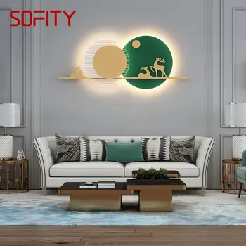 Модерен Зелен, с монтиран на стената лампа с изображение на елен, в 3 цвята, творческа халба бира с гледката на елен, осветление за дома, хол, спалня