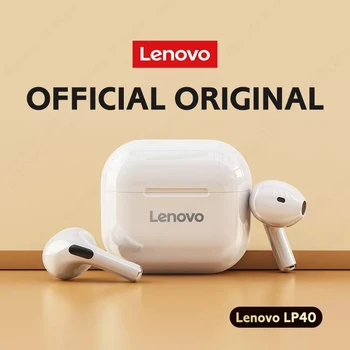 Нови оригинални безжични слушалки Lenovo LP40 TWS Bluetooth 5.0 с двойно стерео шумопотискане, сензорно управление бас, дълъг режим на изчакване до 300 ма