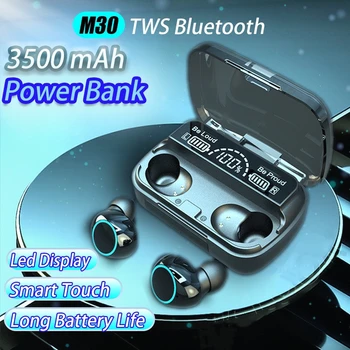 Нови Слушалки M30 TWS Bluetooth 5.3 С Led Дисплей, Безжични Слушалки С Микрофон 9D, Стерео Спортни Водоустойчиви Слушалки Слушалки