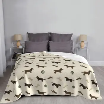 Одеяло с хубава карикатура куче Такса, Фланелевое лятото дышащее одеяло с животни, супер топли завивки за легла, Офис покривки за легло