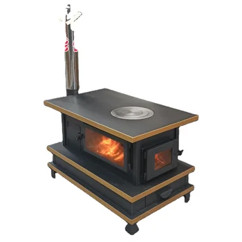 Печка на дърва с термостойким стъкло и печка за готвене и отопление в хотел или в стая