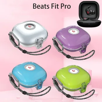 Поп бутон превключвател, прозрачен калъф за слушалки Beats Fit Pro, кутия за зареждане и безжични слушалки, Bluetooth, защитен калъф