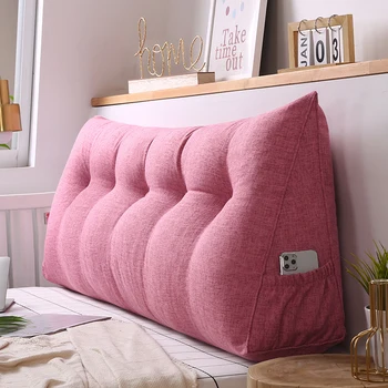 Розова подвижна възглавница за тяло за легла, мека мебел, Възглавници за гърба от памук и лен, което може да се пере в машина