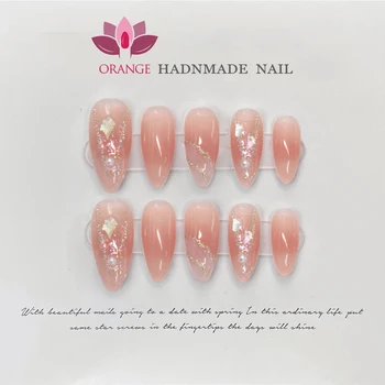 Ръчно изработени Шило За нокти за Многократна употреба украса Режийни ноктите Пълно покритие на Изкуствен Маникюр е Подходящ за носене Orange Нокти Store