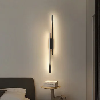Стенен лампа в скандинавскую ивица с лесен творческа линия, лампа за стълба, хол, разтегателен, на фона, на стената, нощна лампа за спални